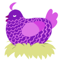 Aster, a violet and orchid chicken with a lace pattern