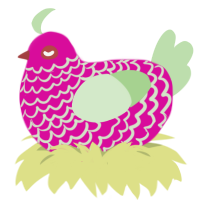 HachiRyu, a fuchsia and gluppy chicken with a lace pattern