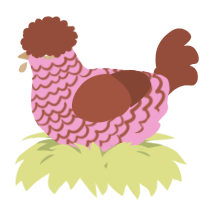 A pink and russet chicken with a lace pattern