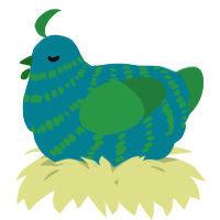 A sea and viridian chicken with a bar pattern