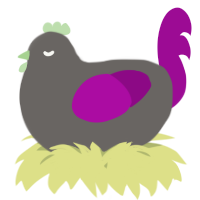 A grey and plum chicken