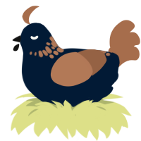 A tumblr and brown chicken with a neck-speckle pattern