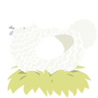 A white chicken with a lace pattern