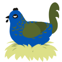 A ultramarine and olive chicken with a half-lace pattern