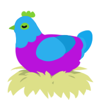 A amethyst and sky chicken with a head pattern