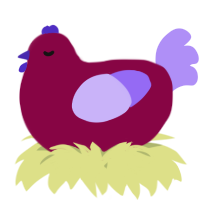 A maroon and lilac chicken