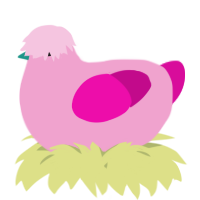 A pink and fuchsia chicken