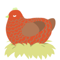 hojita, a vermilion and brown chicken with a lace pattern