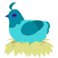 A aqua and sea chicken with a head pattern