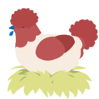 A cream and red chicken with a head pattern