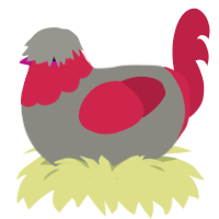 A ash and crimson chicken with a head pattern