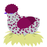 A silver and wine chicken with a speckle pattern