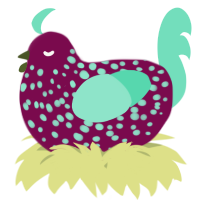A wine and mint chicken with a speckle pattern