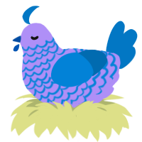 Bathsalts Cereal, a lilac and sapphire chicken with a lace pattern