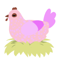 Pinkish, a rose and lavender chicken with a speckle pattern