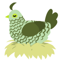 A gluppy and olive chicken with a lace pattern