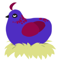 (unnamed), a indigo and maroon chicken with a neck-speckle pattern