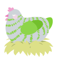 A mist and grass chicken with a bar pattern