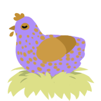 A lilac and gold chicken with a speckle pattern