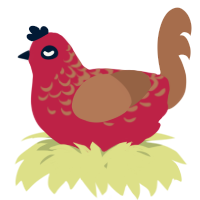 A crimson and brown chicken with a half-lace pattern