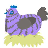 留守番電話, a lilac and grey chicken with a bar pattern
