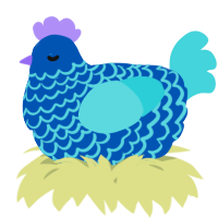 A ultramarine and aqua chicken with a lace pattern