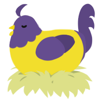 A yellow and overcast chicken with a head pattern
