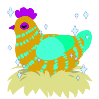 Rainbow Sherbet, a gold and spring chicken with a bar pattern