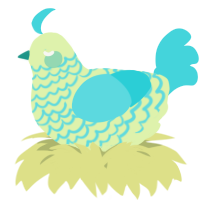 A apple and aqua chicken with a lace pattern