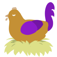 smol, a gold and violet chicken