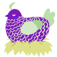 A violet and gluppy chicken with a lace pattern