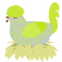 A silver and lime chicken with a lace pattern