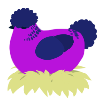 A amethyst and navy chicken with a neck-band pattern