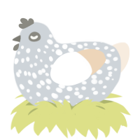 toasty snow, a mist and cream chicken with a speckle pattern