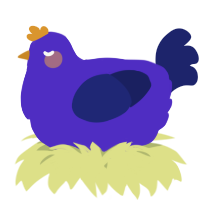 A indigo and navy chicken