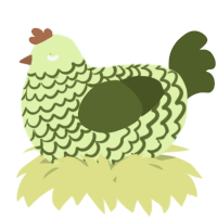 A apple and olive chicken with a lace pattern