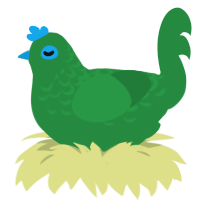 A viridian chicken with a half-lace pattern