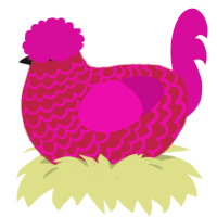 hot pink, a crimson and fuchsia chicken with a lace pattern