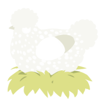 A white chicken with a speckle pattern