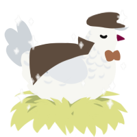A white and mist chicken with a half-lace pattern