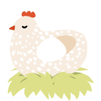 A cream chicken with a speckle pattern