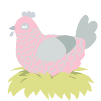 Pastel, a rose and silver chicken with a lace pattern
