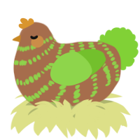 A brown and grass chicken with a bar pattern
