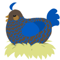 A bark and ultramarine chicken with a lace pattern