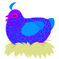 The Bizz, a violet and sapphire chicken with a double-lace pattern
