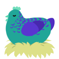 A turquoise and indigo chicken with a half-lace pattern