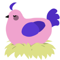 A pink and indigo chicken