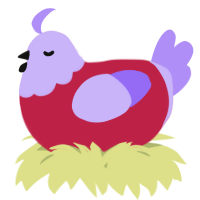 A crimson and lilac chicken with a head pattern