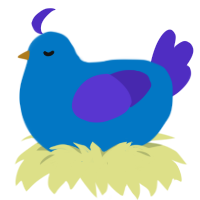 Twitter 4, a sapphire and indigo chicken