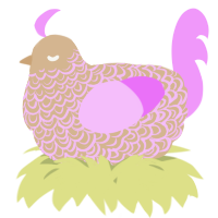 A beige and lavender chicken with a double-lace pattern